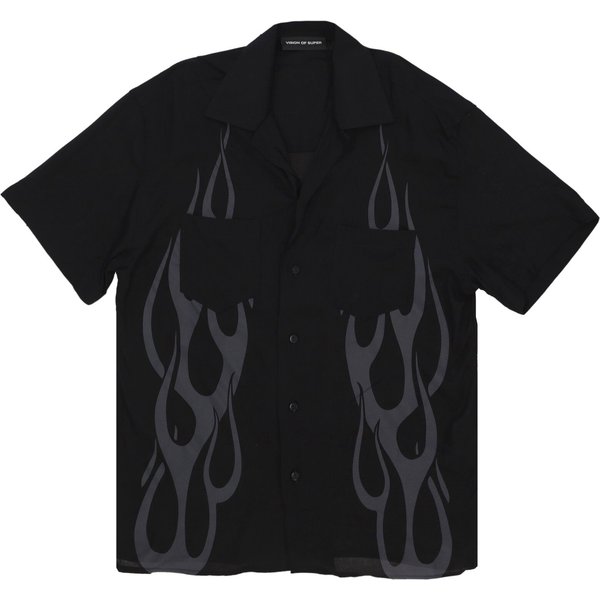 Camicia Manica Corta Uomo Flames Shirt Black/Grey-image