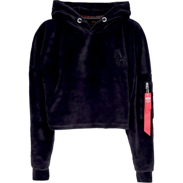 Felpa Leggera Cappuccio Corta Donna Frottee Hoodie Cos Wmn Black-image
