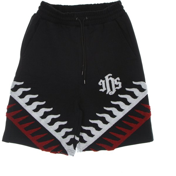 Pantalone Corto Tuta Uomo Sponge Graphic Flames Basket Pants Black-image