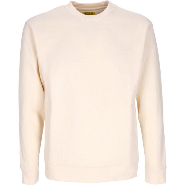 Felpa Girocollo Uomo Emboss Print Fleece Crewneck Coconut