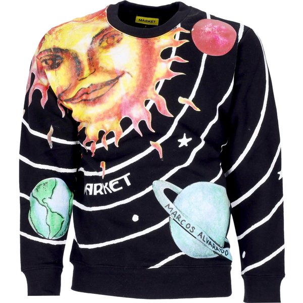 Felpa Girocollo Uomo Market Solar System Aop Crewneck Black