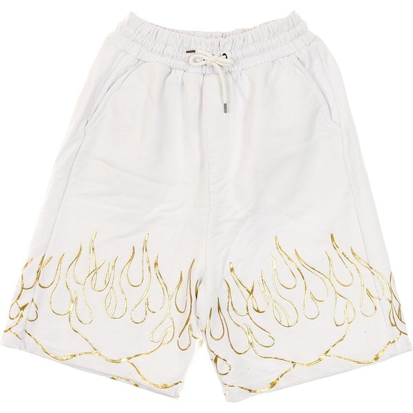 Pantalone Corto Tuta Uomo 3D Print Flames Short White-image