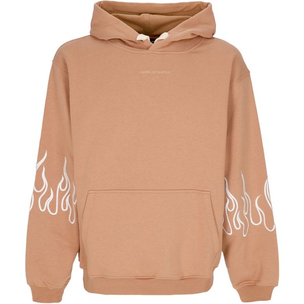 Felpa Leggera Cappuccio Uomo Embroidery Flame Hoodie Terracotta-image