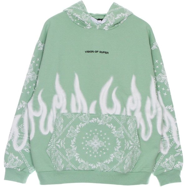 Felpa Leggera Cappuccio Uomo Bandana Print Hoodie Green-image