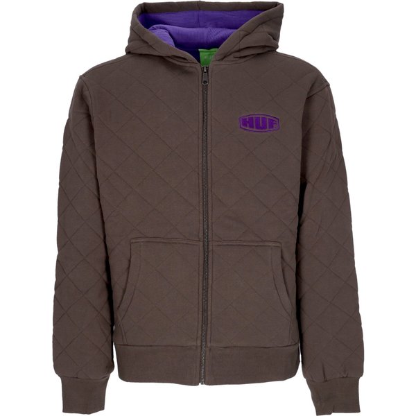 Felpa Cappuccio Zip Uomo Workman Quilted Full Zip Chocolate-image