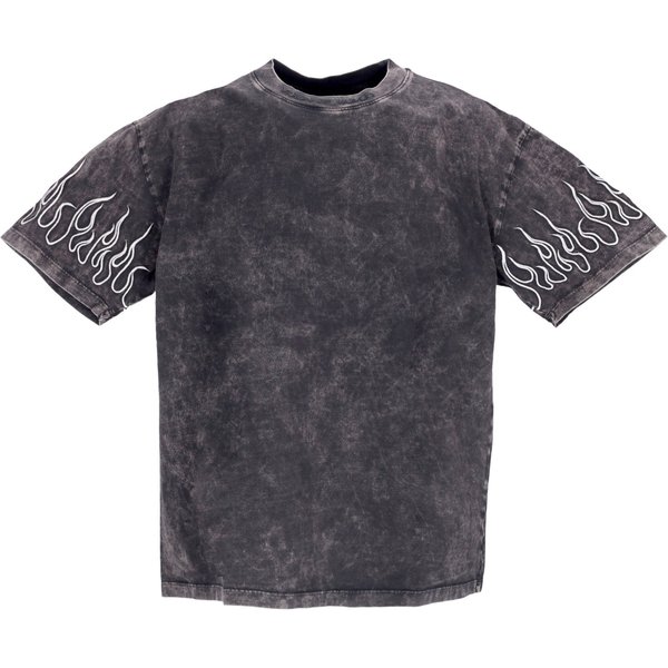 Maglietta Uomo Embroidered Flames Tee Grey/White-image