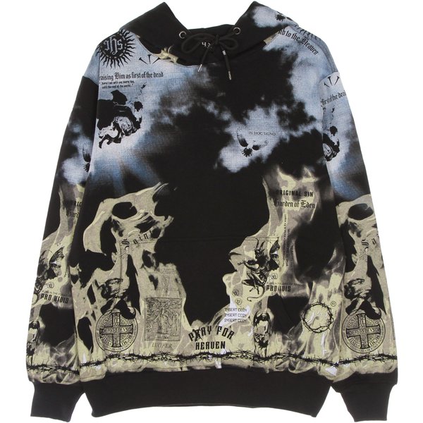 Felpa Leggera Cappuccio Uomo Clouds & Flames Hoodie Black/Multi-image