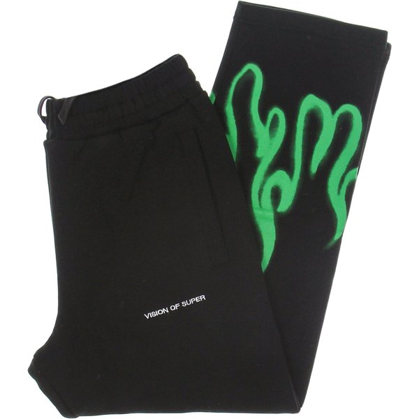 Pantalone Tuta Leggero Uomo Spray Flames Pants Black/Green-image