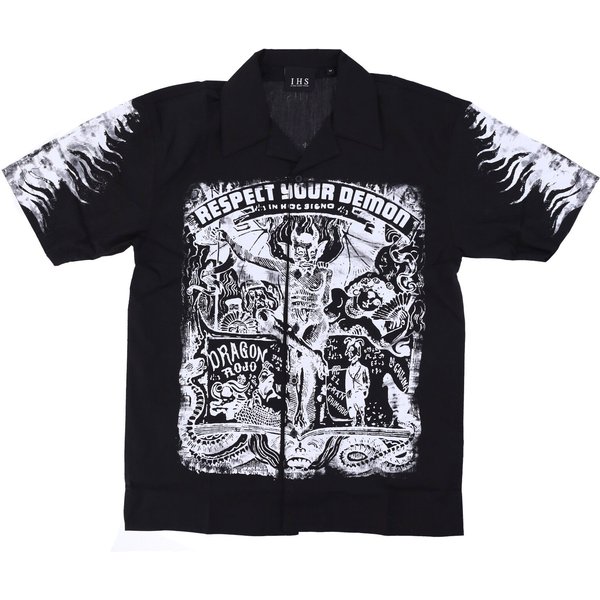 Camicia Manica Corta Uomo Respect Your Demon Bowling Shirt Black-image