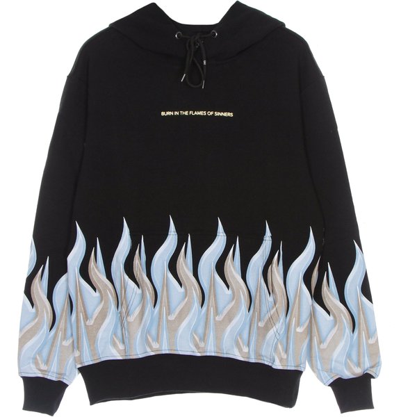 Felpa Leggera Cappuccio Uomo New Flames Hoodie Black-image