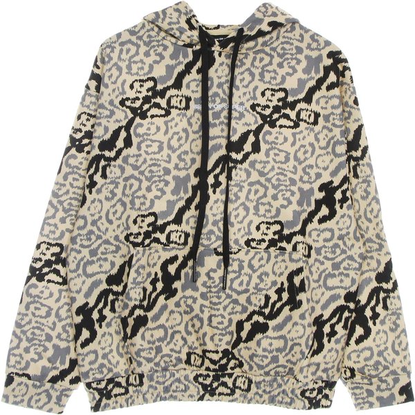 Felpa Leggera Cappuccio Uomo Allover Leopard Hoodie Beige-image