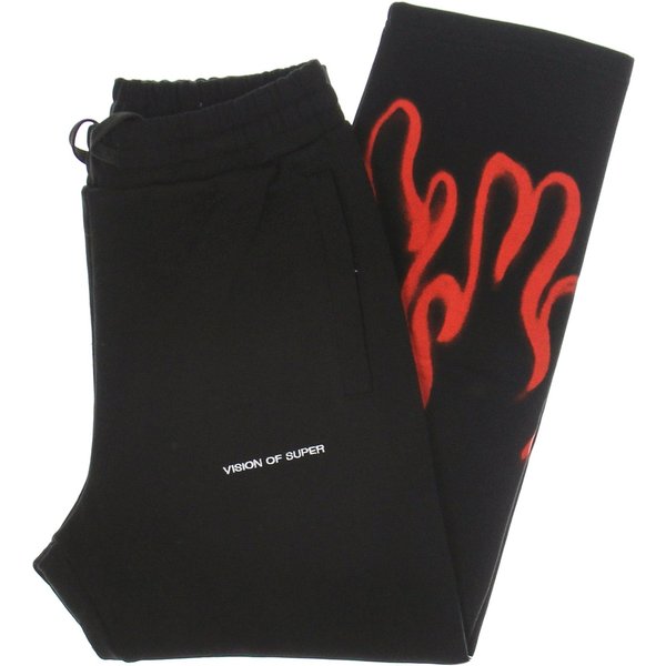 Pantalone Tuta Leggero Uomo Spray Flames Pants Black/red