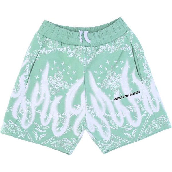 Pantalone Corto Tuta Uomo Bandana Print Shorts Green