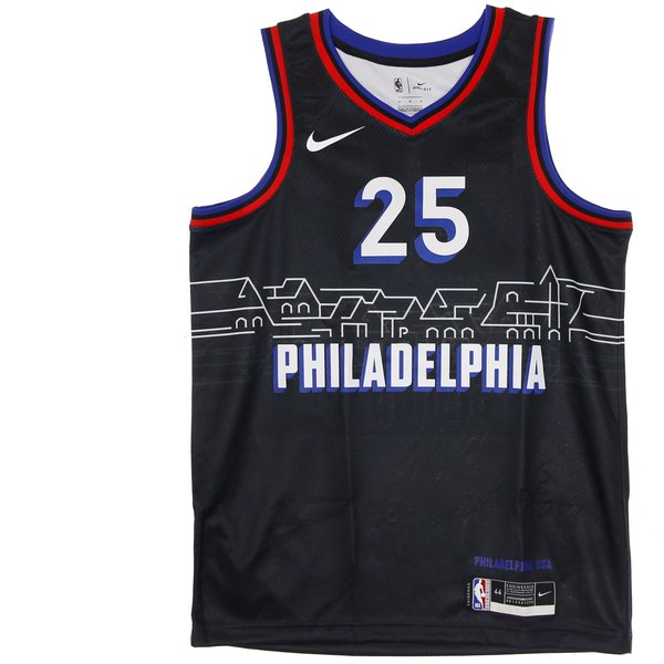 Canotta Basket Uomo Nba Swingman Jersey City Edition 2020 No 25 Ben Simmons Phi76E Black-image