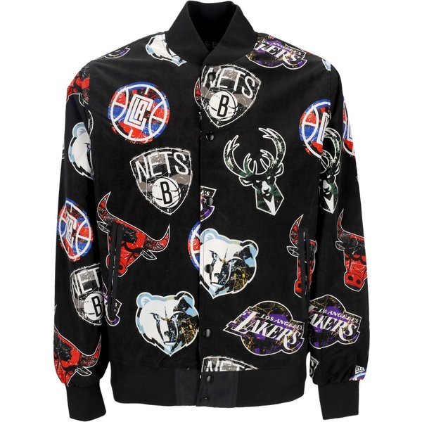 Giubbotto Bomber Uomo Nba All Over Print Team Logo Bomber Black/Front Door Red-image
