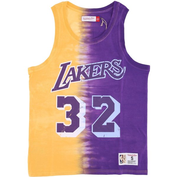Canotta Uomo Nba Vertical Tie Dye Tank Hardwood Classics No 32 Magic Johnson Loslak Original Team Colors-image