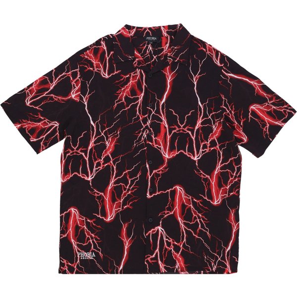 Camicia Manica Corta Uomo All Over Lightning Shirt Black/Red-image