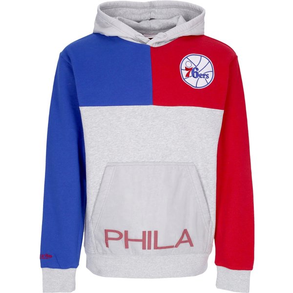 Felpa Cappuccio Uomo Nba Tie Breaker Fleece Hoodie Phi76E Grey Heather/Royal-image