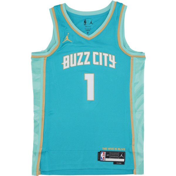 Canotta Basket Uomo Nba City Edition 2023/24 Swingman Jersey No 1 Lamelo Ball Chahor Rapid Teal-image
