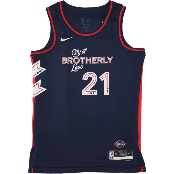Canotta Basket Uomo Nba City Edition 2023/24 Dri-Fit Swingman Jersey No 21 Joel Embiid Phi76E College Navy-image