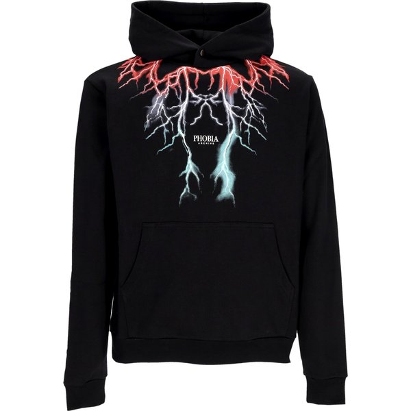 Felpa Leggera Cappuccio Uomo Bicolor Lightning Print Hoodie Black