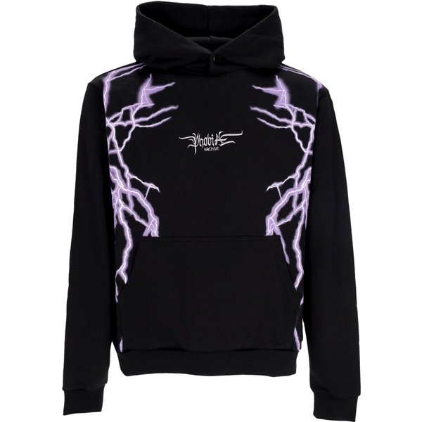 Felpa Leggera Cappuccio Uomo Lateral Lightning Print Hoodie Black/Purple-image