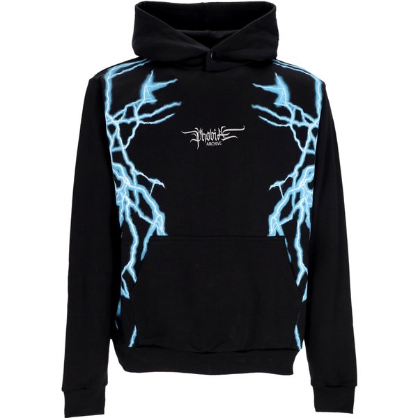 Felpa Leggera Cappuccio Uomo Lateral Lightning Print Hoodie Black/light Blue
