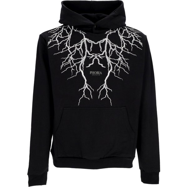 Felpa Leggera Cappuccio Uomo Embroidery Lightning Hoodie Black/Grey-image