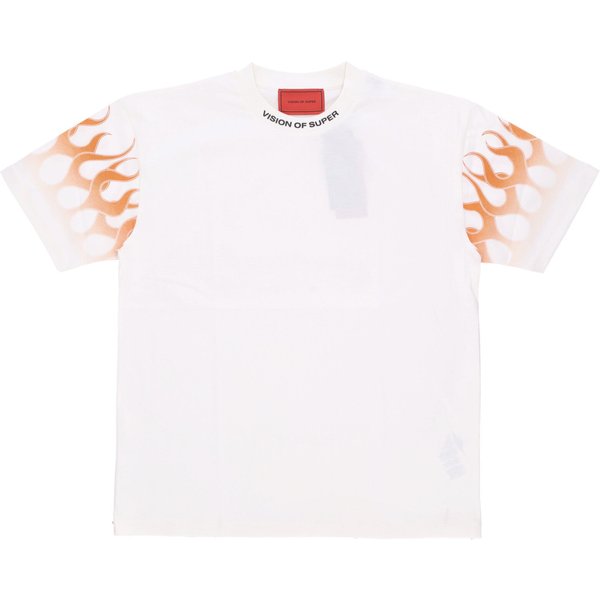 Maglietta Uomo Flames Tee Off White/Orange-image