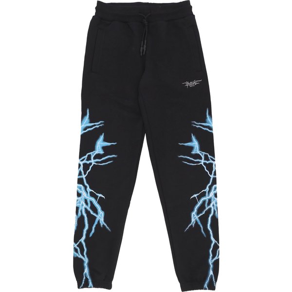Pantalone Tuta Leggero Uomo Lateral Lightning Print Pants Black/Light Blue-image