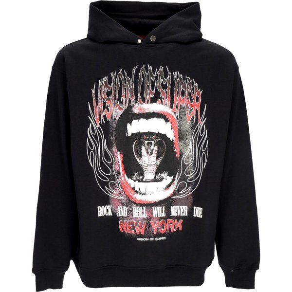 Felpa Leggera Cappuccio Uomo Cobra Mouth Print Hoodie Black-image