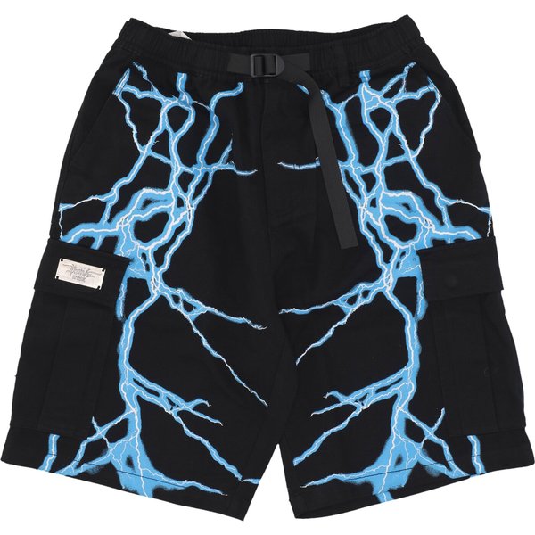 Pantalone Corto Uomo Lateral Lightning Cargo Shorts Black/Light Blue-image