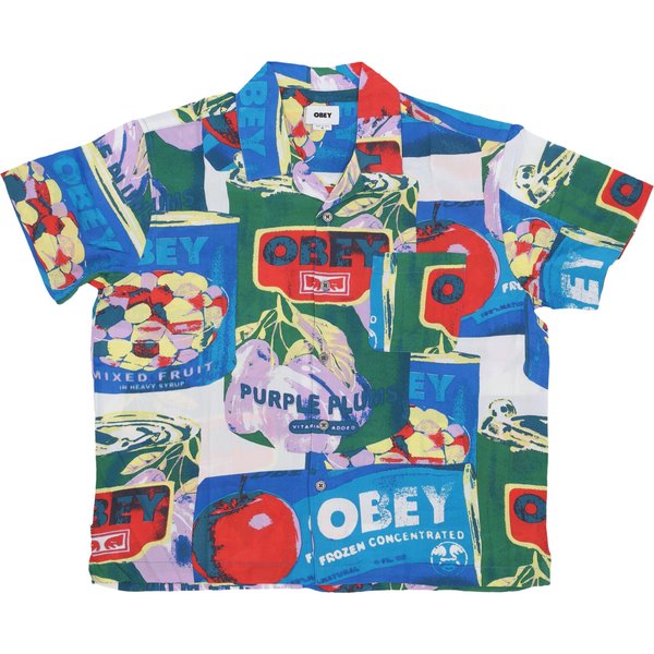 Camicia Manica Corta Uomo Fruit Cans Woven Black Multi-image