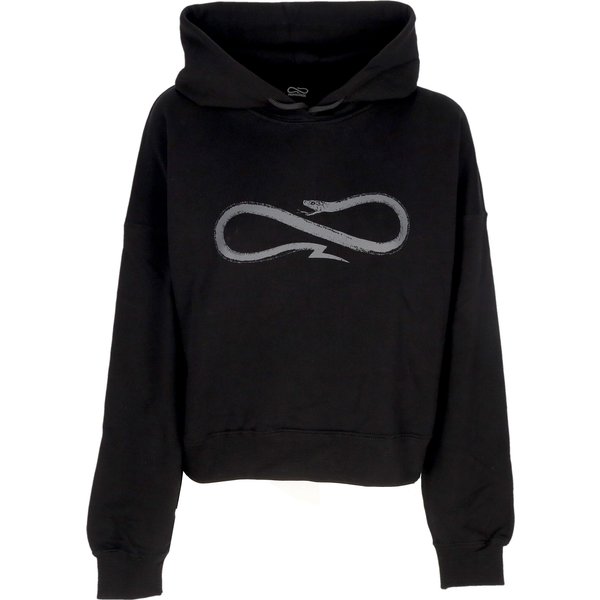 Felpa Leggera Cappuccio Corta Donna W Ribs Crop Top Hoodie Black-image