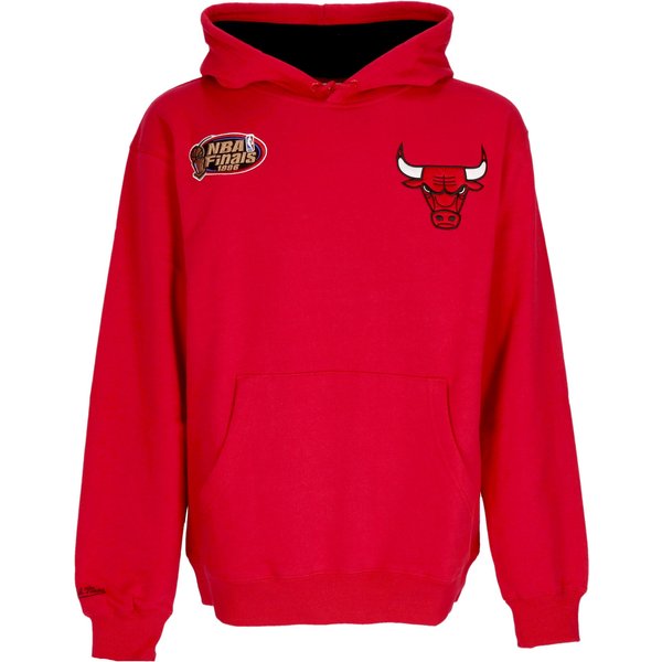 Felpa Cappuccio Uomo Nba Premium Fleece Vintage Logo Hoodie Dennis Rodman Chibul Scarlet