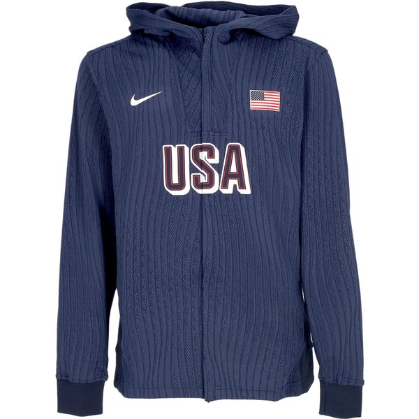 Felpa Leggera Cappuccio Zip Uomo Dri-Fit Adv Basketball Game Jacket Team Usa Obsidian/Obsidian/White-image