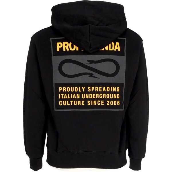 Felpa Cappuccio Uomo Label Bicolor Hoodie Black-image