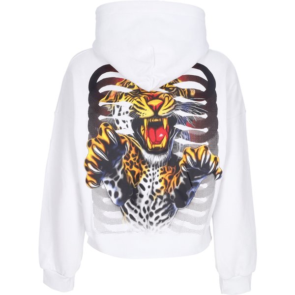 Felpa Cappuccio Corta Donna W Women Ribs Assault Croptop Hoodie White-image
