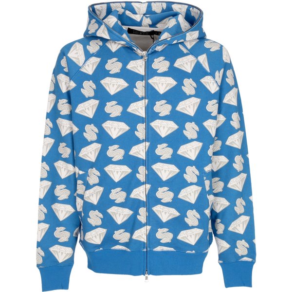 Felpa Leggera Cappuccio Zip Uomo Diamonds & Dollars Zip-Through Hooded Blue-image