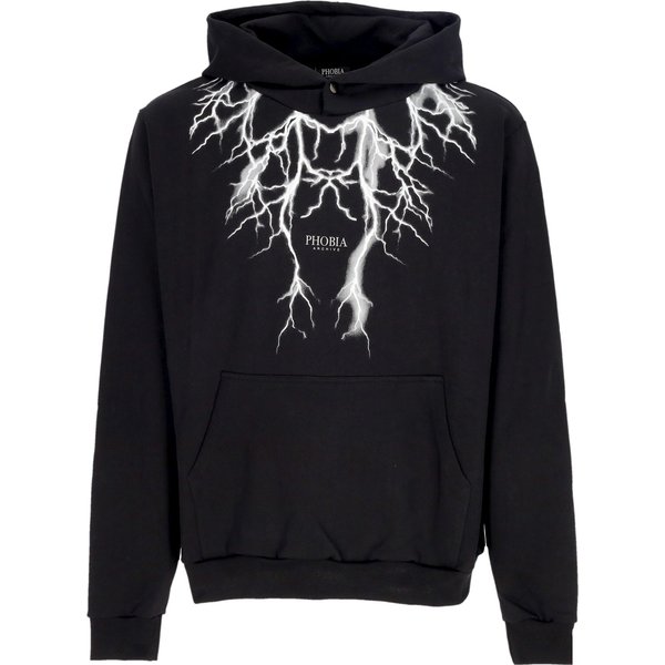 Felpa Leggera Cappuccio Uomo Reflective Lightning Hoodie Black-image