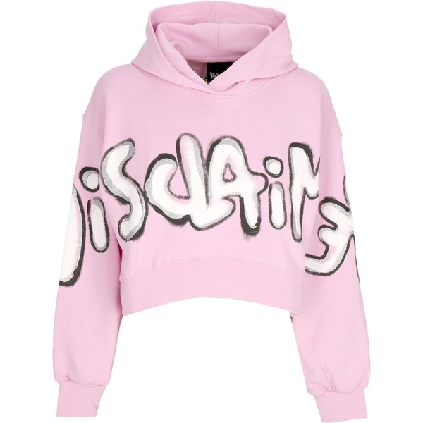 Felpa Leggera Cappuccio Corta Donna W Big Logo Crop Hoodie Pink-image