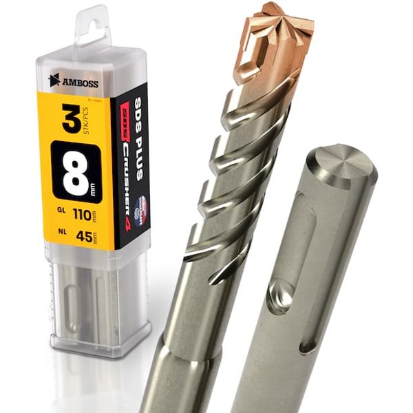 3x Bohrer SDS Plus Schaft - Ø:8 mm - GL: 110 mm