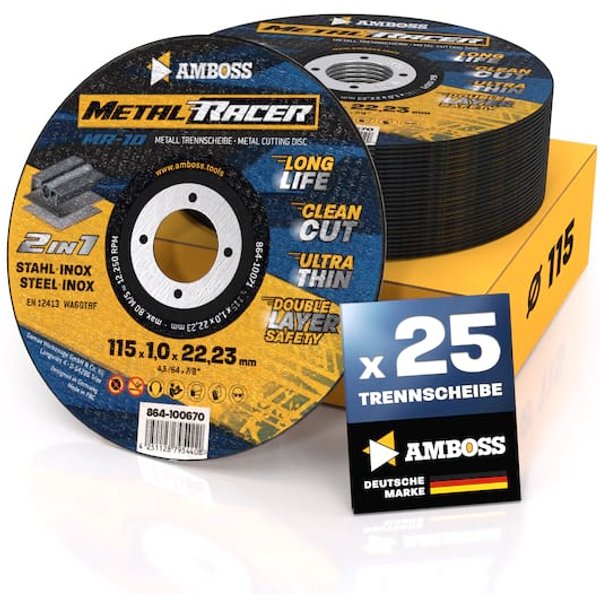 25x Amboss Metal Racer Trennscheibe | Ø115 mm - 1 mm - 22.23 mm |