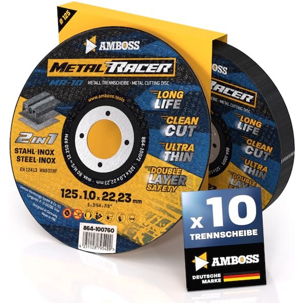 10x Amboss Metal Racer Trennscheibe | Ø125 mm - 1 mm - 22.23 mm |