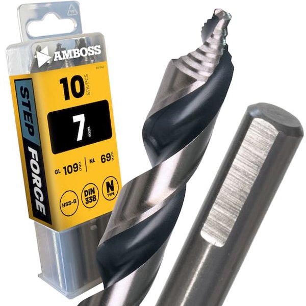 10 x HSS-G STEP Force Metallbohrer DIN 338 - Ø:7 mm