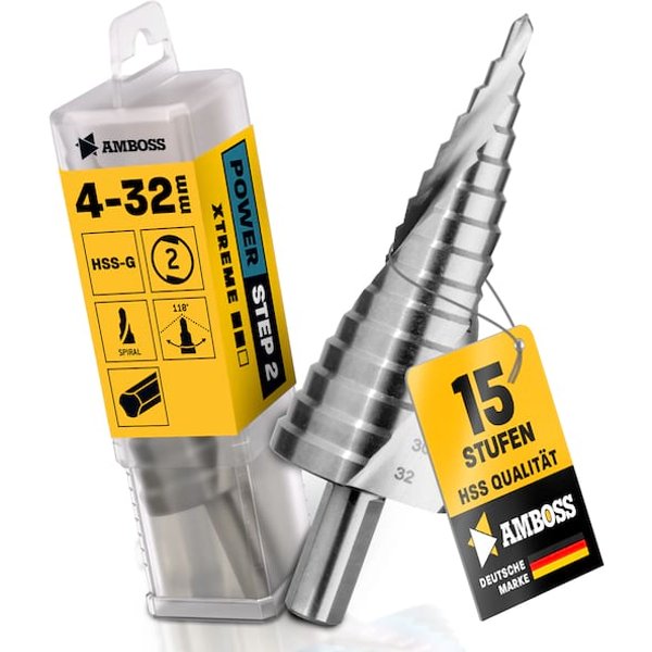 AMBOSS Stufenbohrer HSS-G D:4-6-8-10-12-14-16-18-20-22-24-26-28-30-32mm