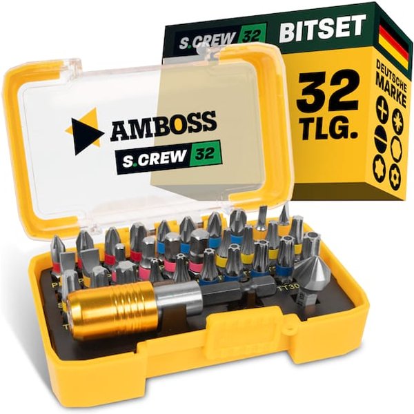 32-tlg. Amboss Werkzeuge Bitset mit Kegelsenker und Magnetbithalter