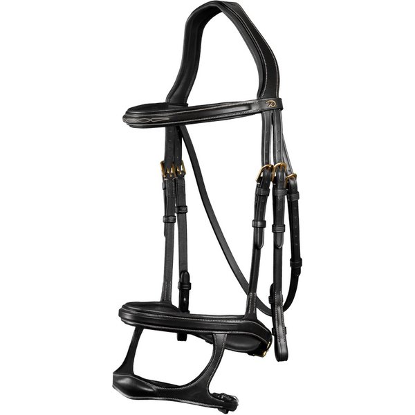 Dyon D-Collection Double Noseband Trense doppeltes Reithalfter - black, Größe Full