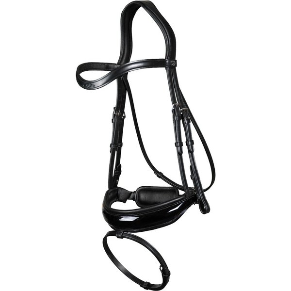 Dyon New English Collection Trense kombiniertes Reithalfter Schwedisch Lack - black, Größe Cob