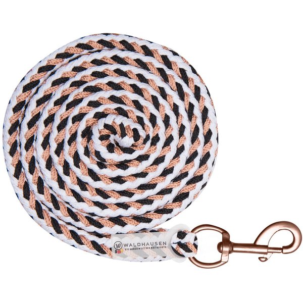 Waldhausen Shine Anbindestrick mit Karabinerhaken - schwarz/weiß/rosegold